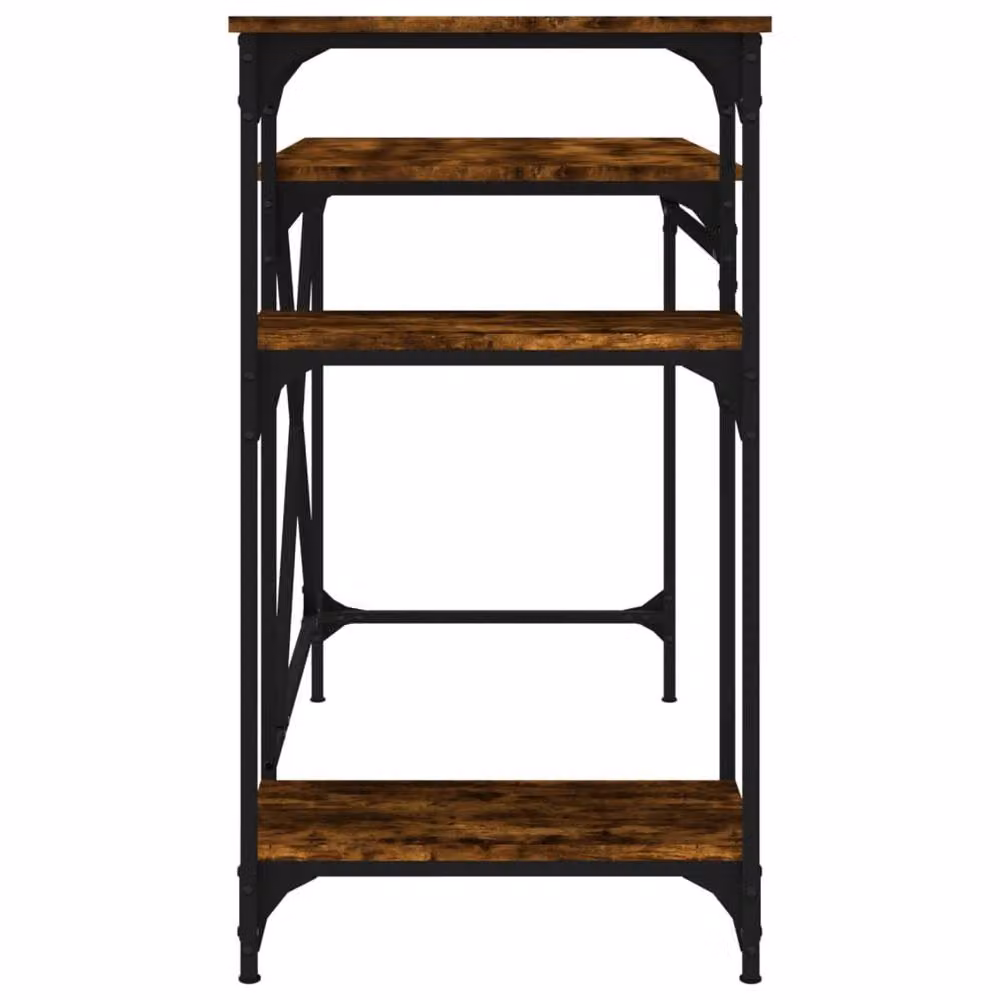 Berkfield Home Charming Writing Desk with Shelves in Smoked Oak Brown, W/D/H: 105 x 50 x 90 cm – 4