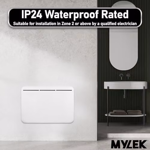 Mylek 1.5kW Electric Panel Heater Radiator, White, W: 64.5 cm, H: 43.0 cm, D: 11.5 cm – 3