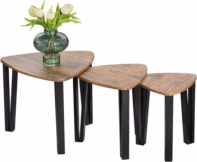 ERGOVEXA Nest of 3 Triangle Coffee Tables in Walnut and Black