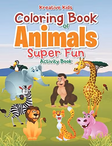Kreative Kids Colouring Book of Animals Super Fun Activity Book, Multicolour, Paperback