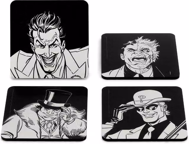 Batman Villains Icon Multicolour Wood and Cork Coaster Set, 4 Pack – 1