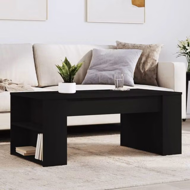 Berkfield Home Modern Black Coffee Table, W/D/H: 102 x 55 x 42 cm