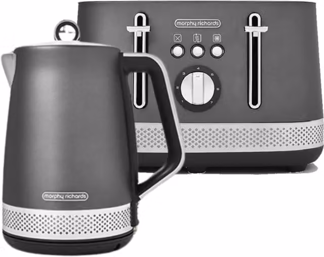Morphy Richards Illumination Kettle and Toaster Set in Grey Stainless Steel