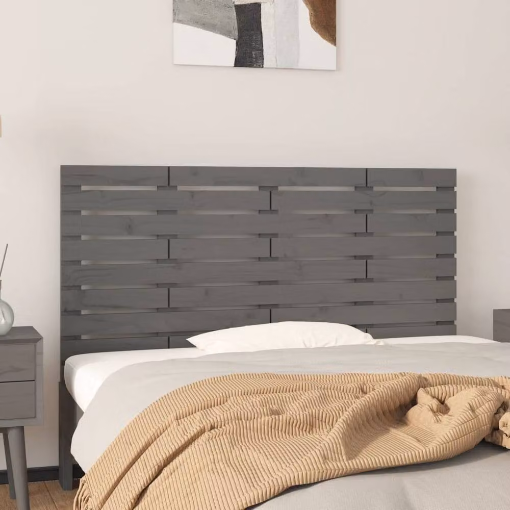 Berkfield Home Grey Rustic Solid Pine Wall Mount Headboard, W: 146 cm, D: 3 cm, H: 63 cm – 2