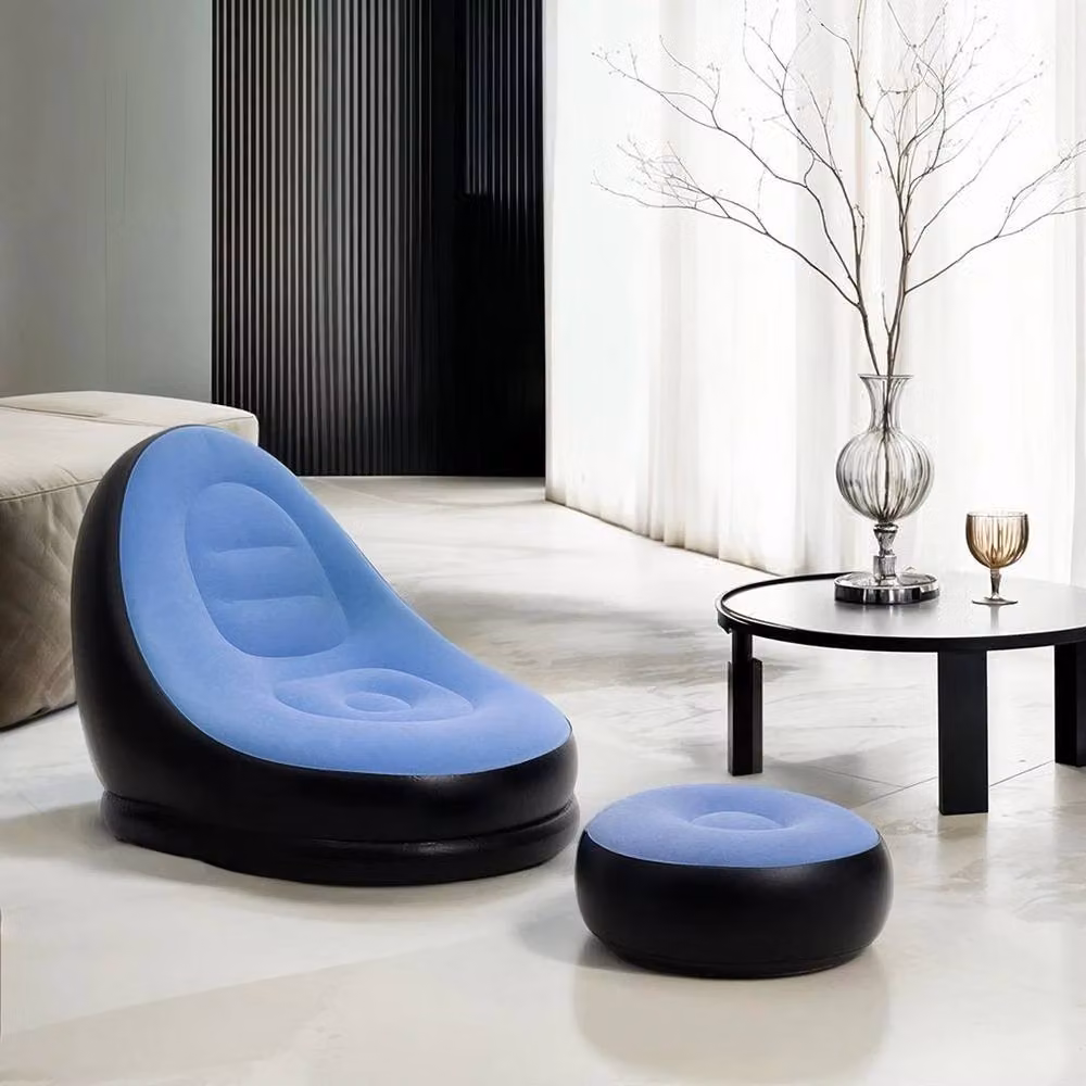 SPETLEK Blue and Black Air Lounge Inflatable Sofa, Ottoman, Gaming Chair and Stool, W/D/H: 116.0 x 78.0 x 82.0 cm – 6