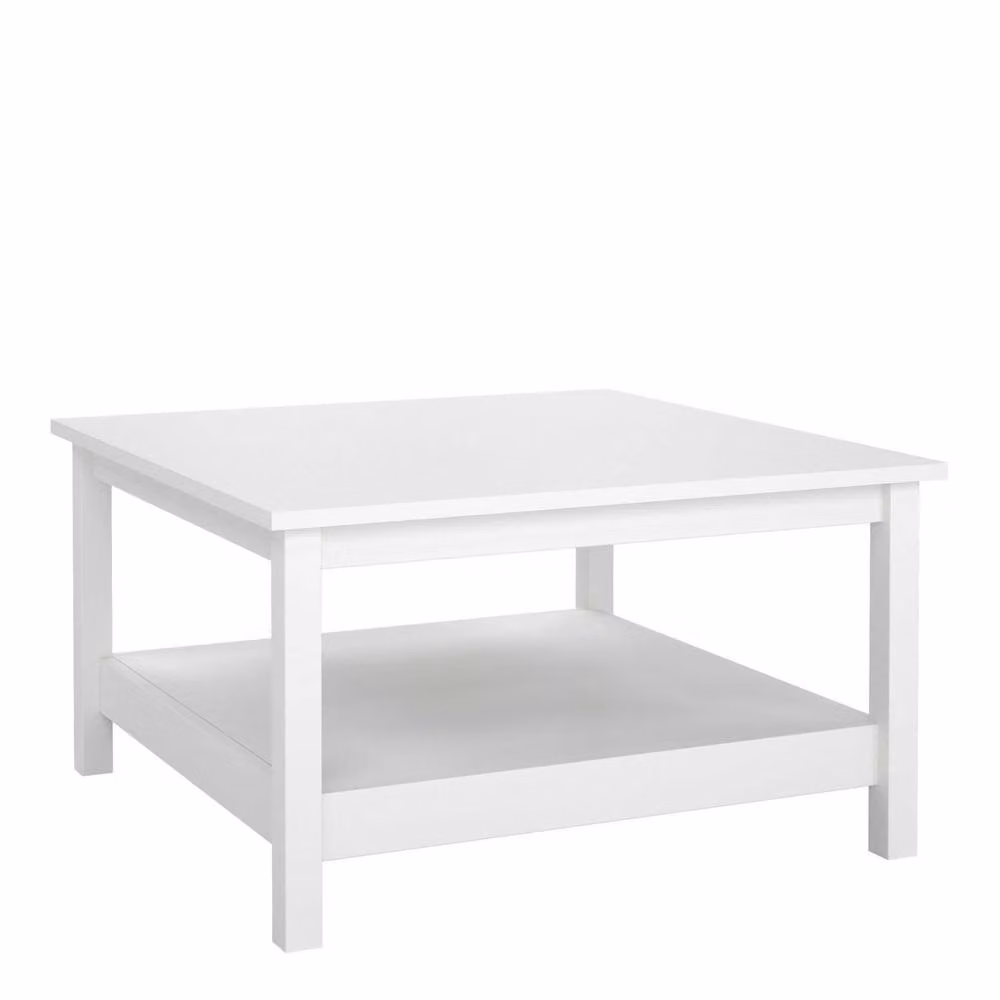 Wyld Haus Gossmere White Wooden Square Coffee Table with Bottom Shelf – 2