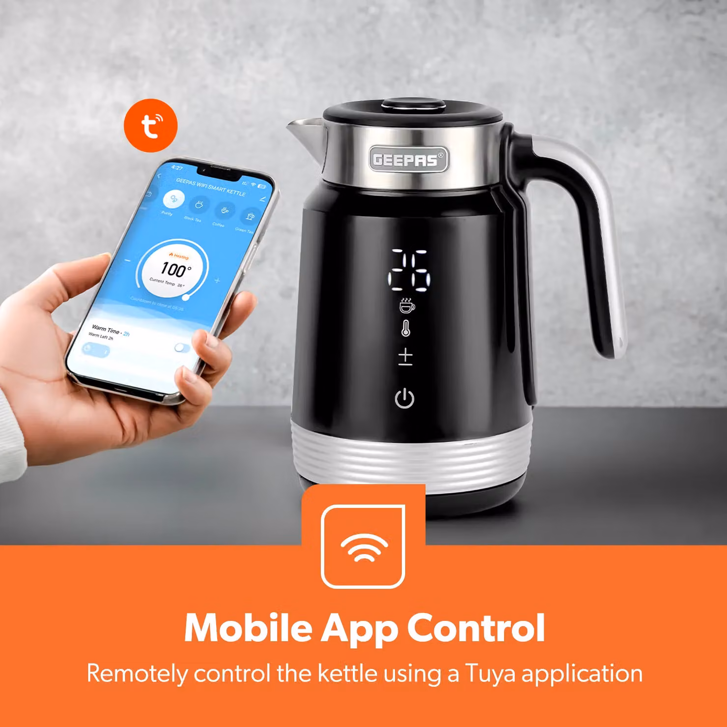 Geepas Smart Kettle 1.7L with WiFi App and Voice Control in Black – 2
