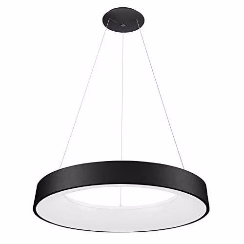 Netlighting Modern LED Ring Pendant Light, Black, Warm White 3000K, 4400lm