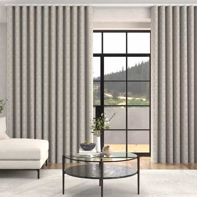 Terrys Made To Measure Wave Linen Herringbone Blackout Curtains in Beige