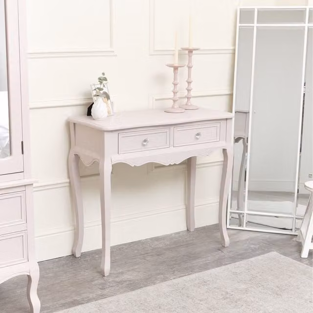 Melody Maison Pink Lacquered Wood Vintage Console and Dressing Table