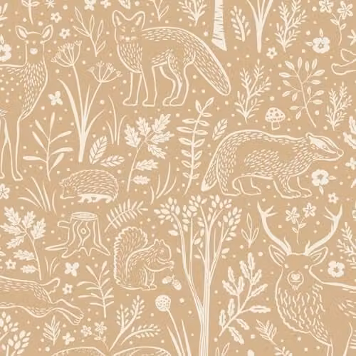 Grandeco Native Woodland Animals Nursery Textured Wallpaper in Green, Blue and Beige