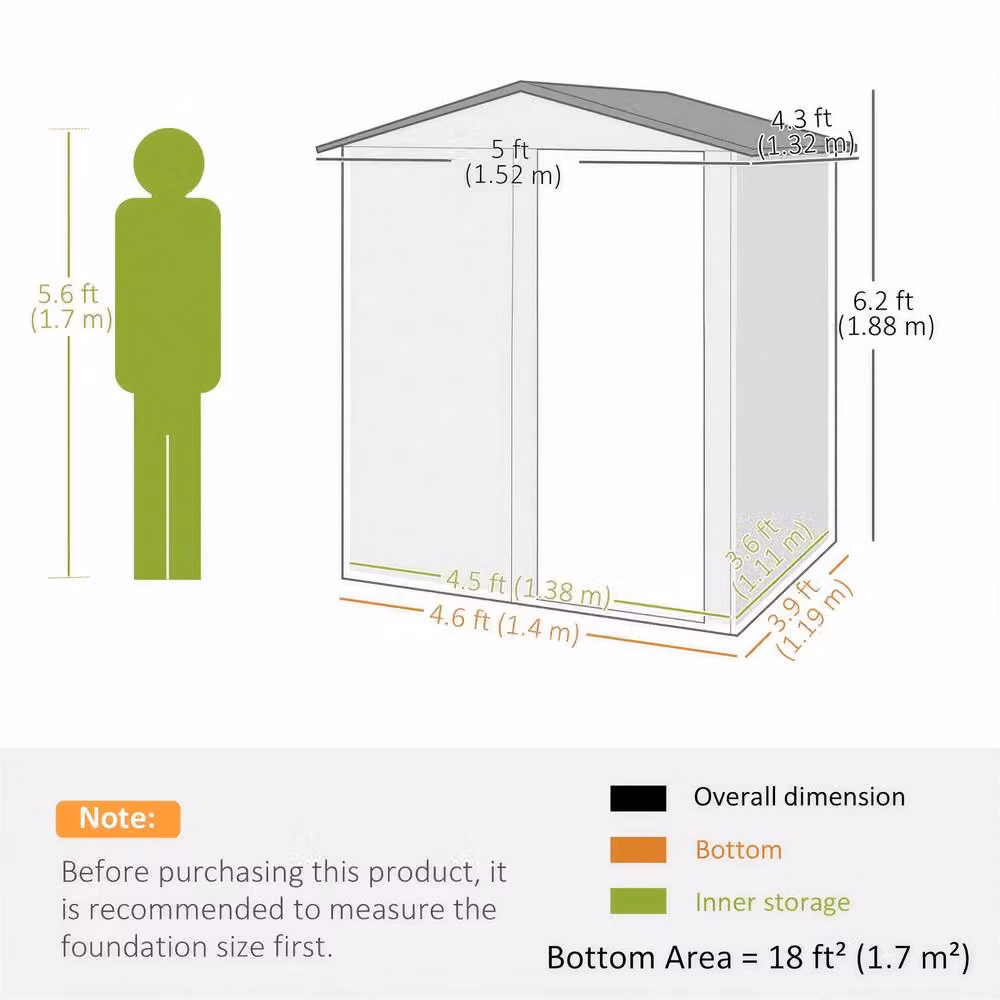 STILVORA Grey Steel Pent Garden Storage Shed with Sliding Door and Window, W/D/H: 111 x 119 x 188 cm – 3