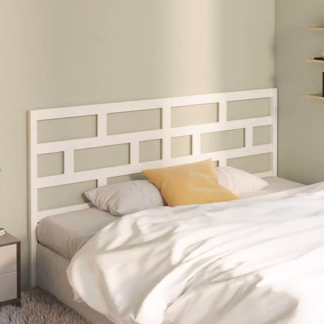 Berkfield Home Beautiful White Solid Wood Pine Bed Headboard W/D/H: 206 x 4 x 100 cm
