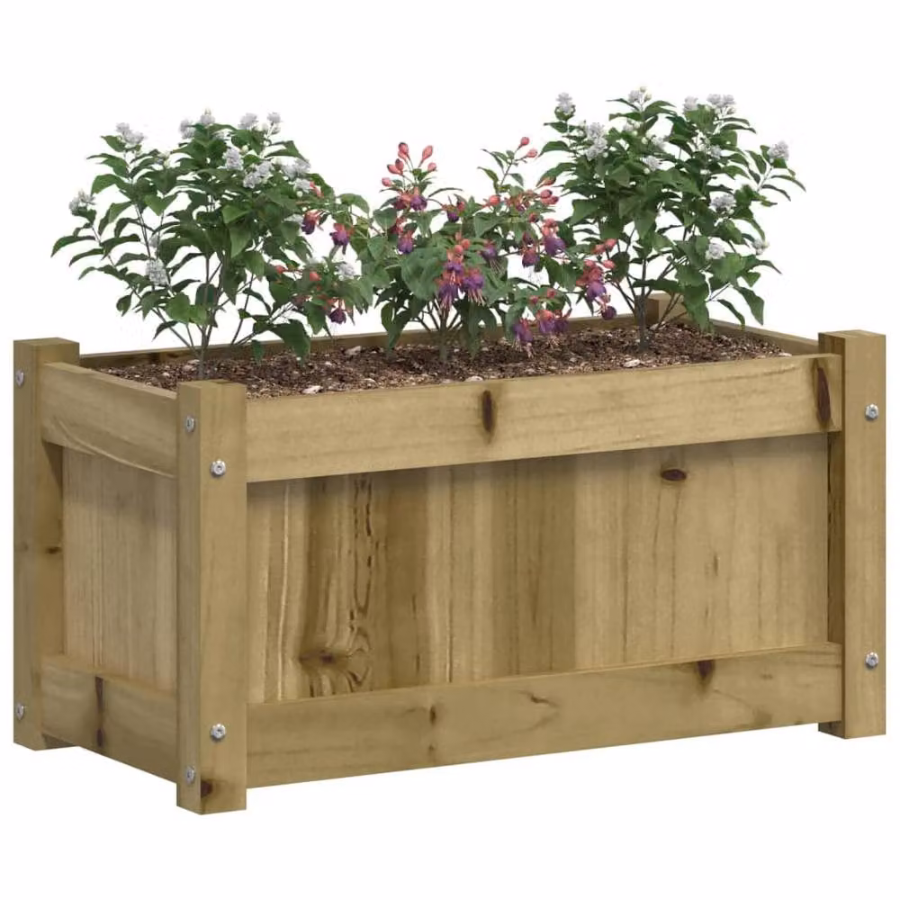 Berkfield Home Garden Brown Impregnated Pine Wood Planter Tub, 2 Pack – 3