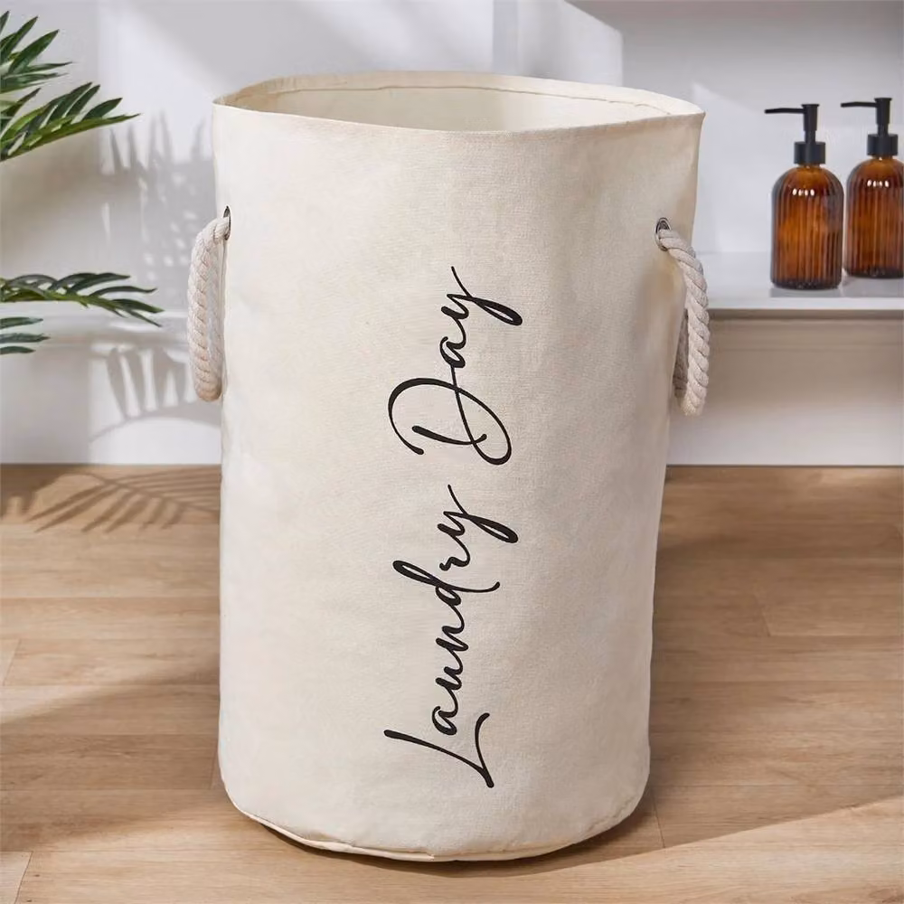 Nordara Collapsible Fabric Laundry Hamper Basket with Handles, Beige, W/D/H: 35.0 x 55.0 x 35.0 cm – 2