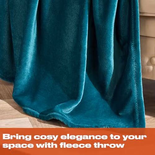 OHS Fluffy Fleece Throw Blanket in Petrol Blue, W/D/H: 150 x 200 cm – 3