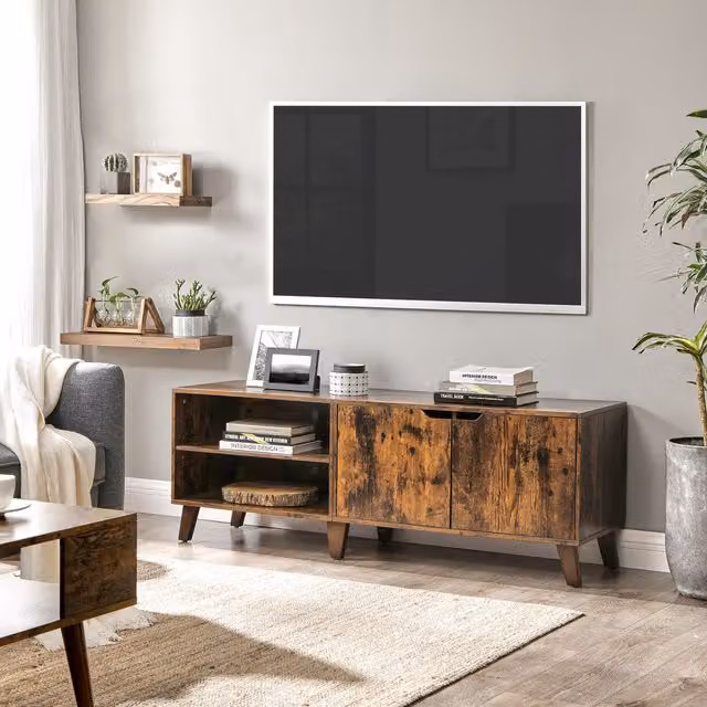 VASAGLE Rustic Bronze TV Cabinet with 2 Doors and Adjustable Shelves, 140 cm