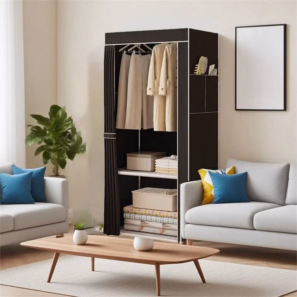 SPETLEK Canvas Wardrobe in Black, W/D/H: 56 x 44 x 146 cm – 4