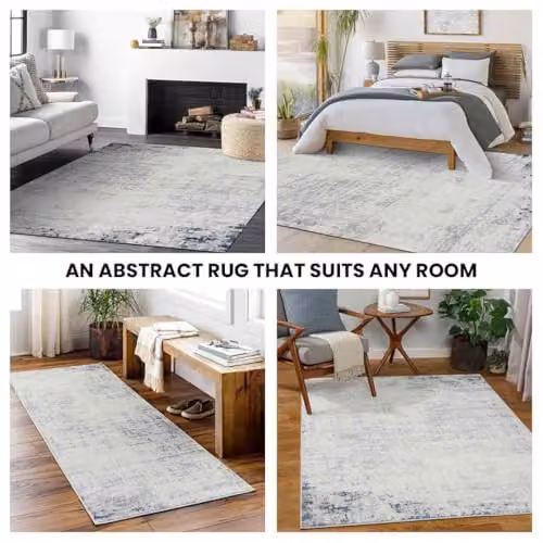 Livabliss Alix Abstract Modern Marble Rug in Grey and Blue, W: 60 cm, D: 90 cm – 6