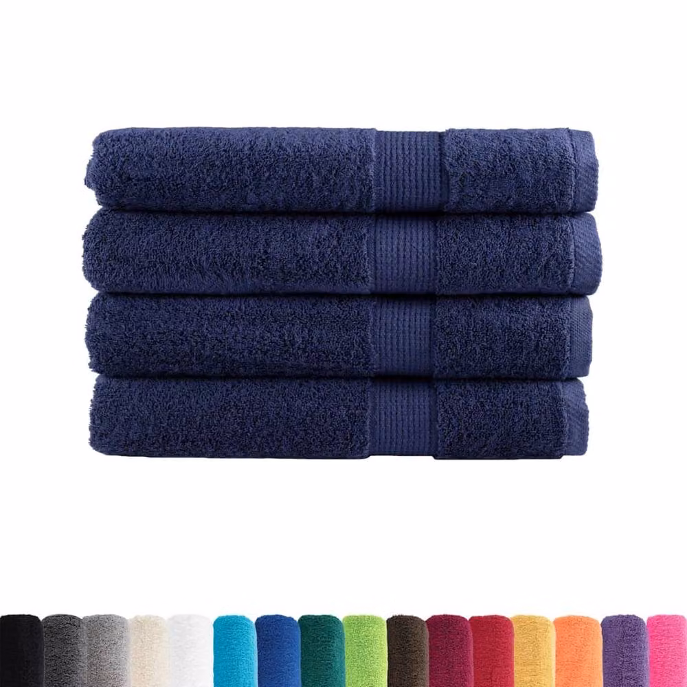 Berkfield Home SOLUND Premium Cotton Terry Sauna Towels, 4 Pack, Navy Blue, W: 80 cm, L: 200 cm, 600gsm – 3