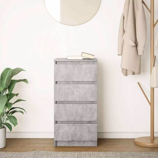 Berkfield Home Sideboard in Concrete Grey, W/D/H: 37.5 x 35 x 76 cm