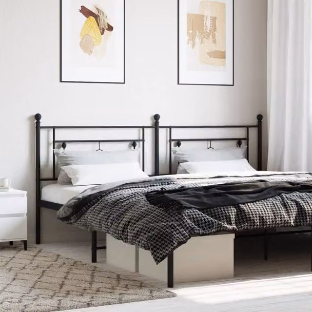 Berkfield Home Classic Metal Headboard in Black, Width: 200 cm – 1