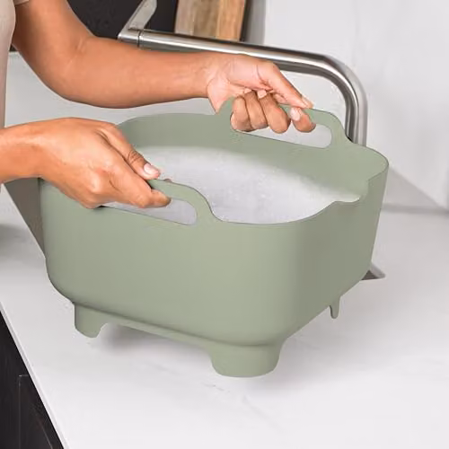 ReBorn Recycled Large Square Washing Up Bowl, 9L, Sage Green – 3