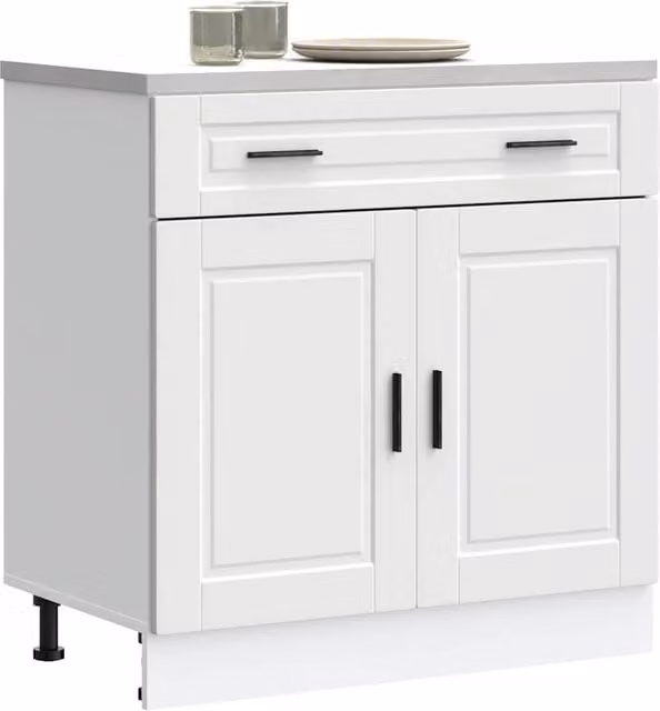 Berkfield Home Porto White Freestanding Kitchen Base Cabinet with Hinged Doors and Internal Shelves