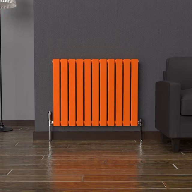 Lux Heat Flat Horizontal Single Coloured Radiator in Sunburst Orange, W: 60.0 cm, H: 77.0 cm