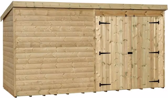 Empire Sheds Empire 4000 Green Pent Garden Lean-to Shed with Double Door