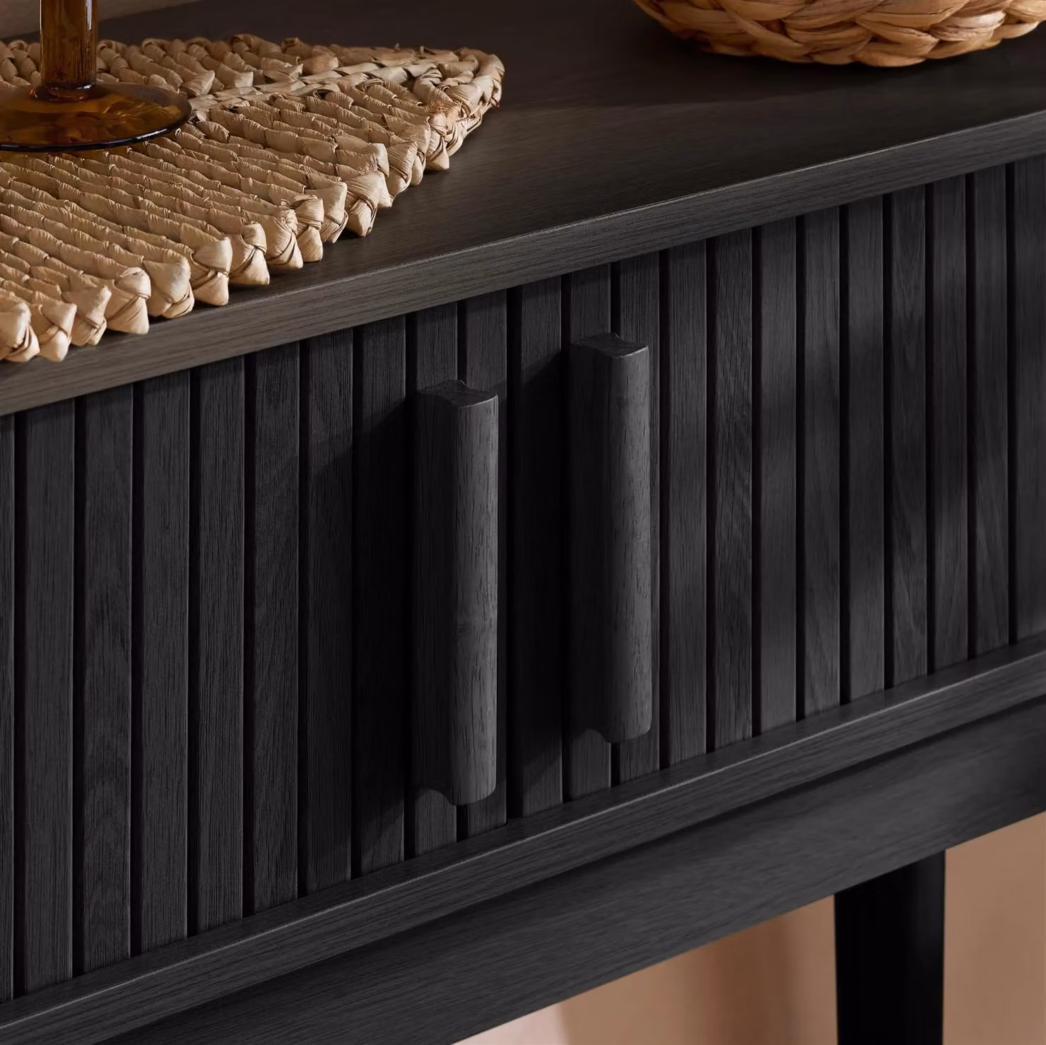 Birlea Axel Black Modern Fluted Console Table – 2