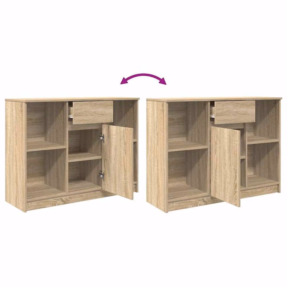 Berkfield Home Sonoma Oak Sideboard with Drawer in Brown, W/D/H: 101 x 35 x 76 cm – 3