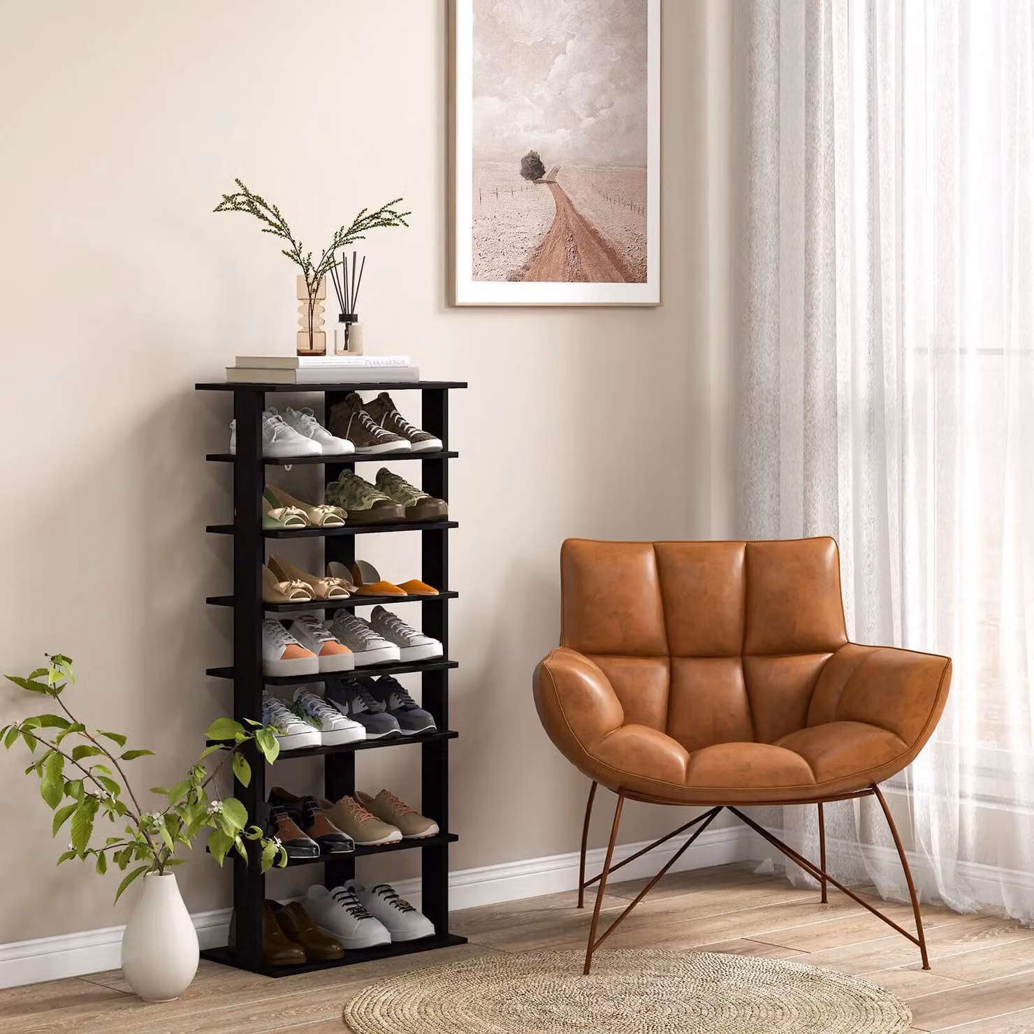 Costway 7 Tier Tall Shoe Rack Organizer in Black – 3