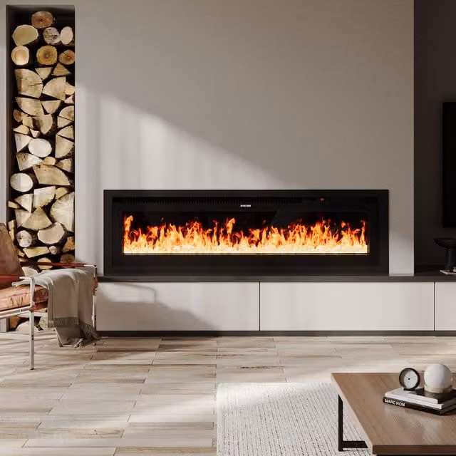 Living Star Electric Fireplace with Flame Colours and Remote Heat Control, Black, Width: 127 cm