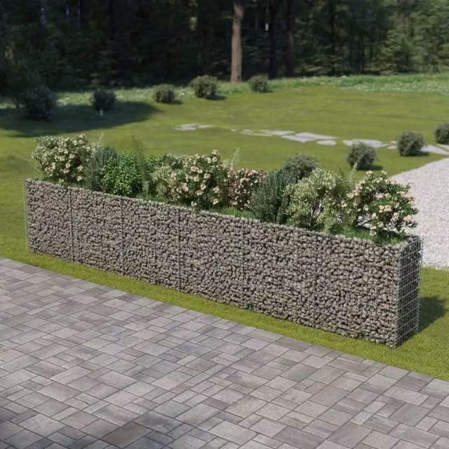 Berkfield Home Silver Galvanised Steel Gabion Raised Bed, W: 540 cm, D: 50 cm, H: 100 cm – 1