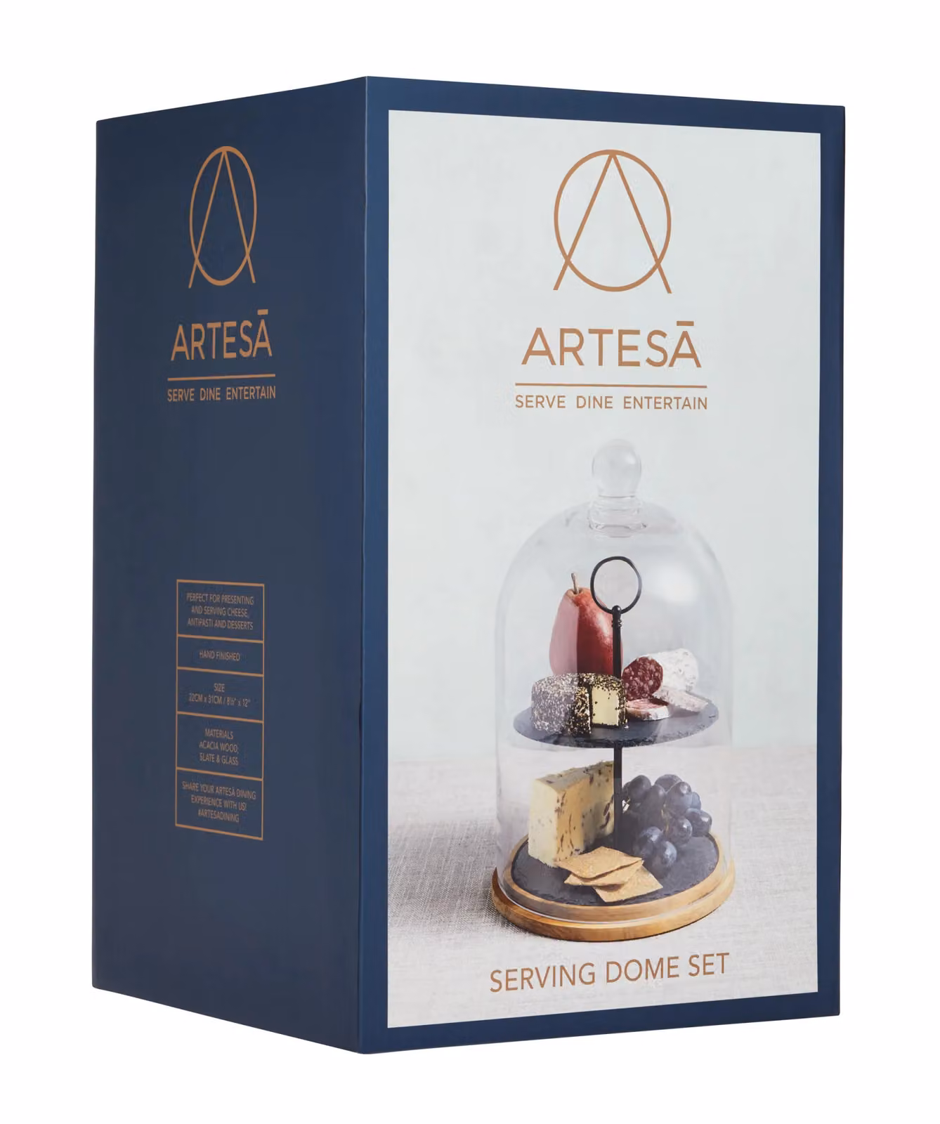 Artesa Appetiser 2-Tier Round Serving Dome in Transparent Glass and Wood – 5
