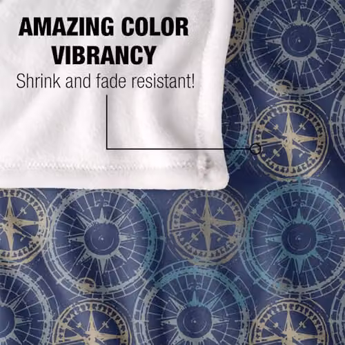 JQ Licensing Compass Pattern 3 Silky Touch Super Soft Fleece Throw Blanket, Multicolour, W: 91 cm, D: 147 cm – 3