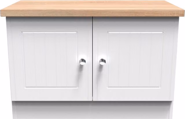 Ready Assembled 2 U Norton Compact 2 Door White Wood TV and Media Unit