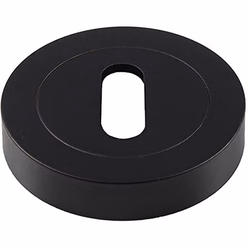 Loops 50mm Round Lock Profile Escutcheon with Concealed Fix in Matt Black Brass – 1