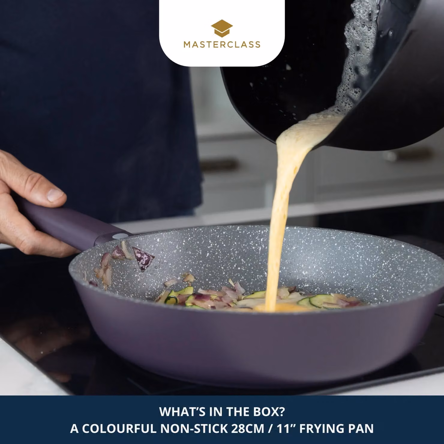 MasterClass Non-Stick Cast Aluminium Frying Pan, Purple, 28cm, Dishwasher Safe – 10