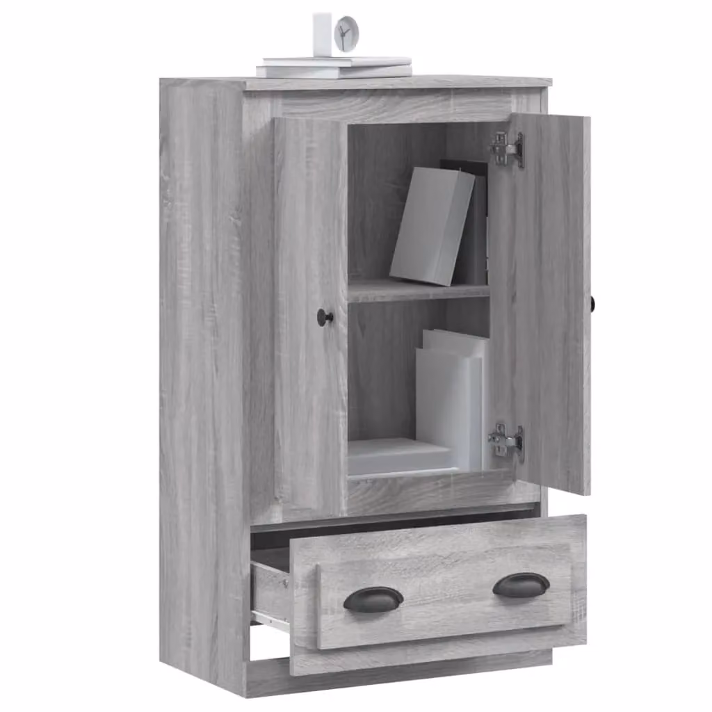 Berkfield Home Grey Sonoma Highboard with Hinged Doors and Drawers, W/D/H: 60 x 35.5 x 103.5 cm – 2