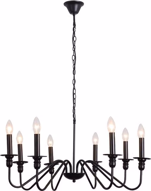 Living Star Vintage Style Metal Suspended Chandelier in Black