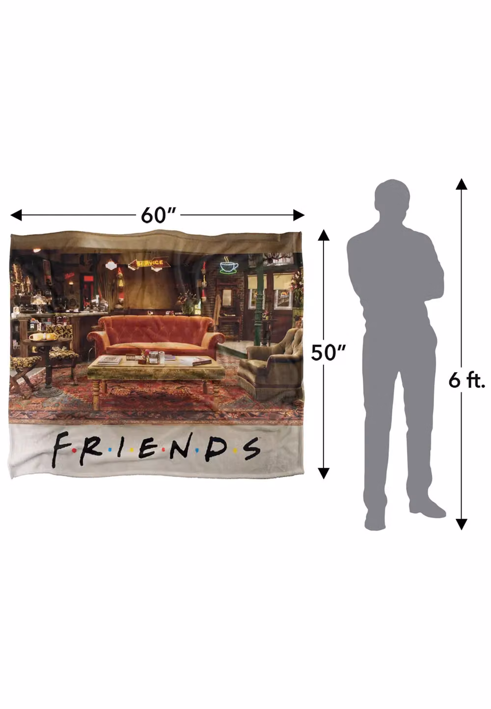 Warner Brothers Friends Silky Touch Super Soft Fluffy Throw Blanket in White, W: 152 cm, D: 127 cm – 3