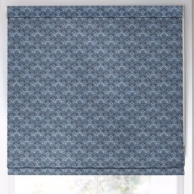 Laura Ashley Musica Velvet Made to Measure Roman Blind in Dusky Seaspray Blue