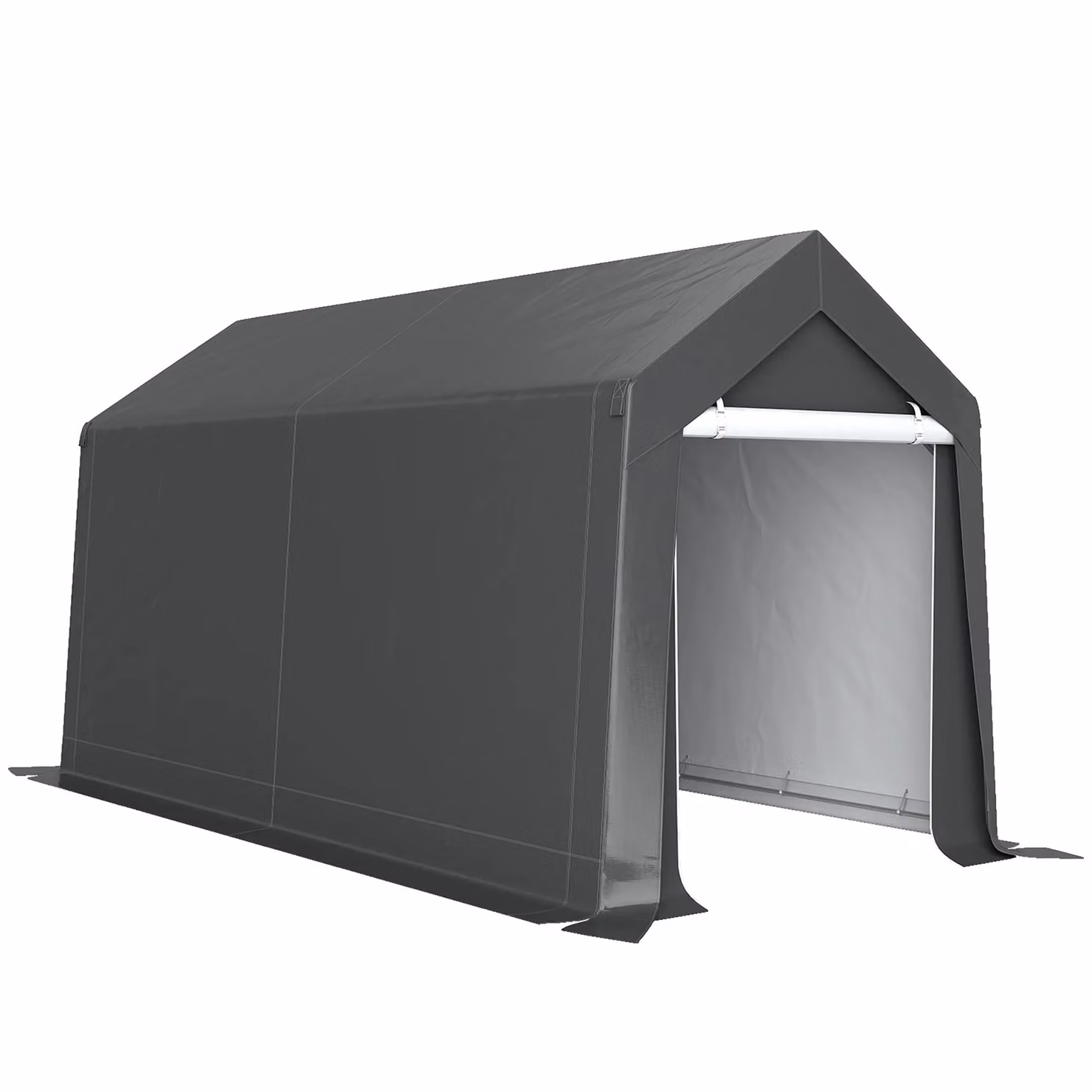 OUTSUNNY Heavy Duty Waterproof Garden Storage Shed with Window, Galvanised Steel, Dark Grey, W: 360 cm, D: 210 cm, H: 235 cm – 2