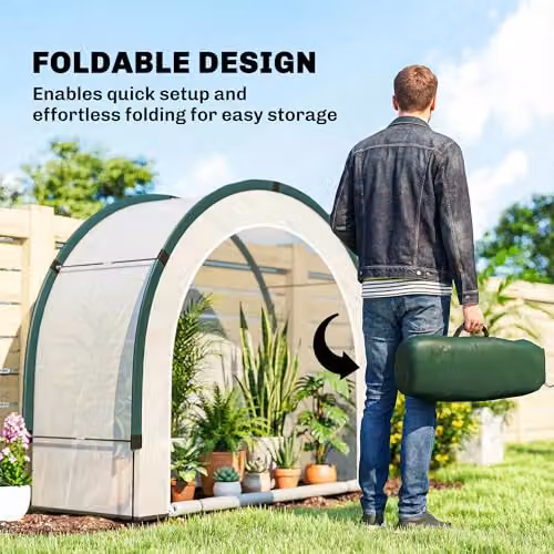 Outsunny Foldable Mini Greenhouse in Green, W/D/H: 200 x 80 x 164 cm – 3