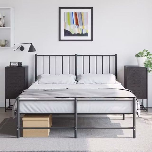 Berkfield Home Set of 2 Black Metal Bedside Cabinets, W/D/H: 36 x 39 x 78 cm – 1