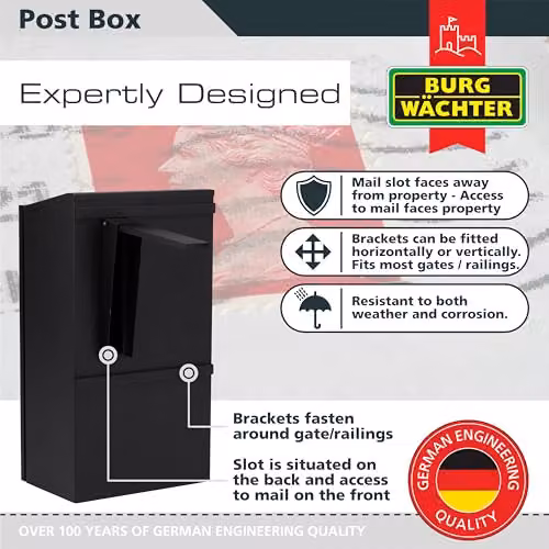Burg-Wächter Steel Letterbox, Black – 3