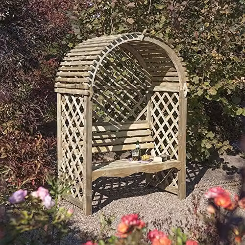 Rowlinsons Victoria Garden Arbour in Brown, W: 134 cm, D: 80 cm, H: 199 cm – 2