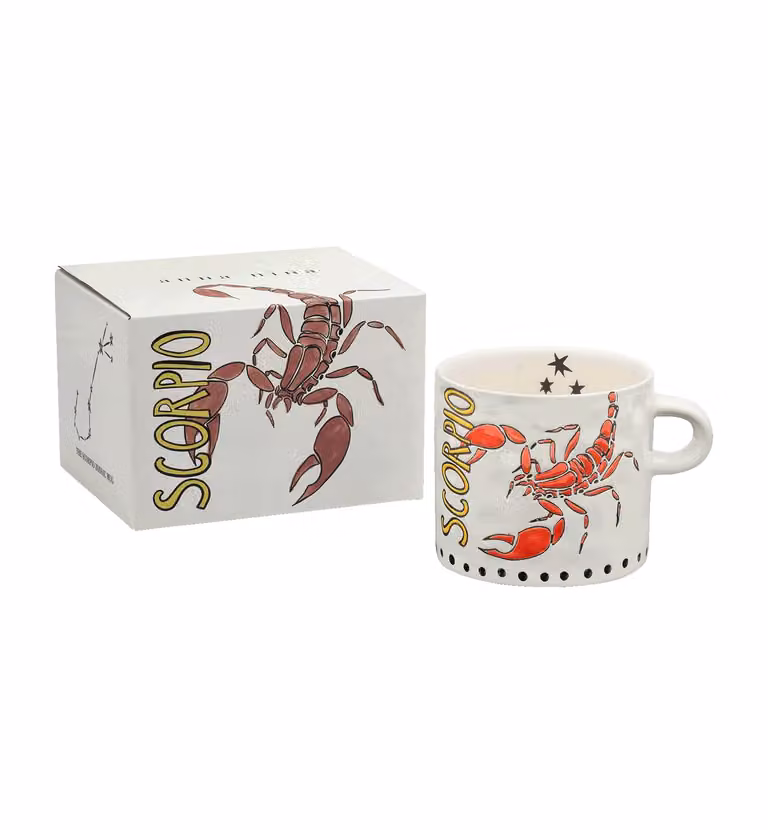 Anna + Nina Scorpio Zodiac Stoneware Tea Mug, White, 500 ml